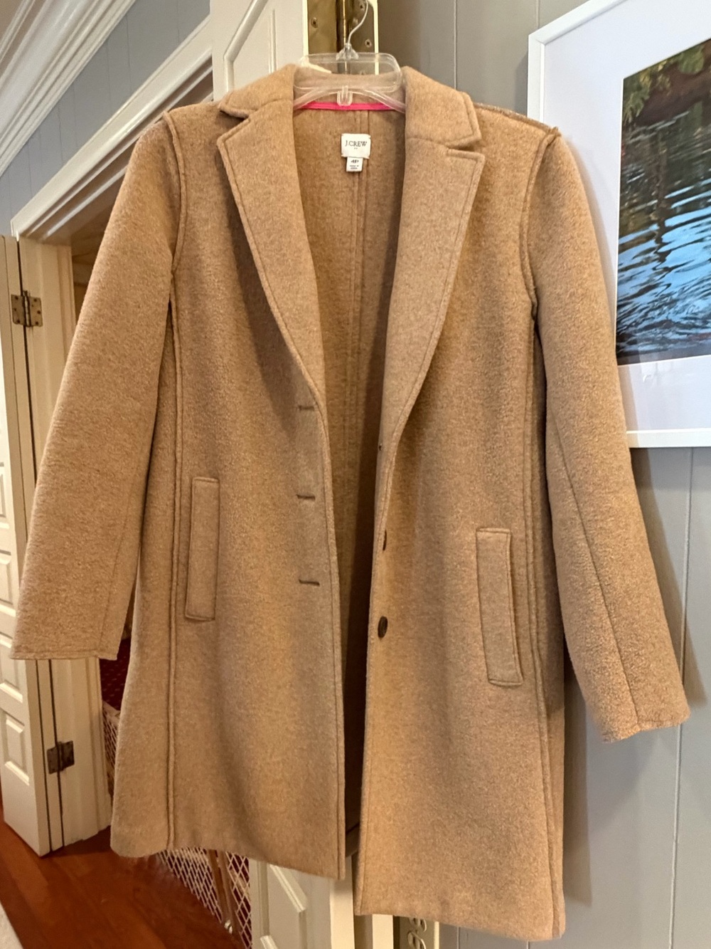 J. Crew Camel Wool-Blend Single-Button Pea Coat